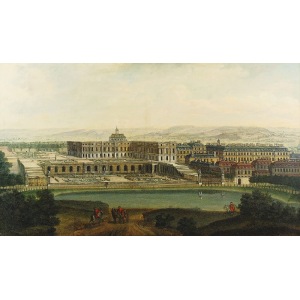 Malarz nieokreślony, XVII / XVIII w., Widok Pałacu Wersalskiego od strony Sadzawki Szwajcarskiej
