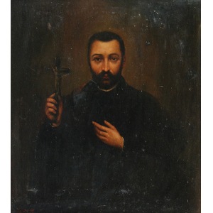 Malarz nieokreślony, XIX w., Duchowny z krzyżem