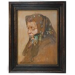 Janusz KOTARBIŃSKI (1890-1940), Głowa starej kobiety w haftowanej chuście, ok. 1931