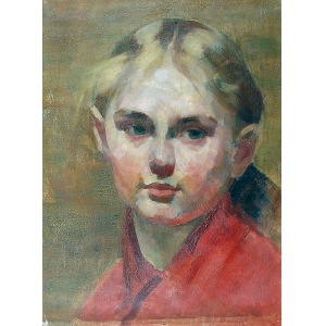 Malarz nieokreślony, XX w., Dziewczyna w czerwonej bluzce
