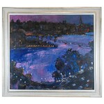 Jan SZANCENBACH (1928-1998), Pejzaż nocny z Paryża [Pont Neuf i Pont Des Arts], 1996