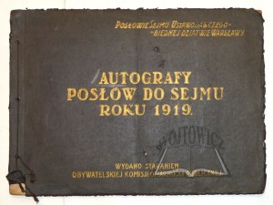 AUTOGRAFY posłów do Sejmu roku 1919.