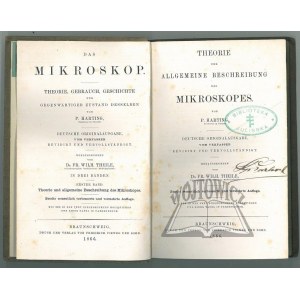 (BIBLIOTEKA Julińska). HARTING P. - Das Mikroskop. Theorie, Gebrauch, Geschichte und gegenwaertiger Zustand desselben von...