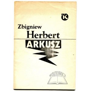 HERBERT Zbigniew, Arkusz. (Wyd. 1).