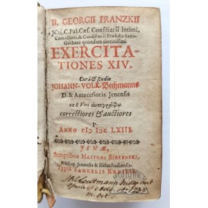 (FRANZKE Georg von), B. Georgii Franzkii Exercitationes XIV.