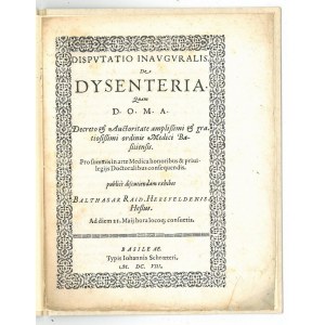 RAID Balthasar, Disputatio Inauguralis de Dysenteria.