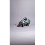 D.Z., Krieger auf Rhinozeros (Bronze mit Bernstein, 47 cm breit)