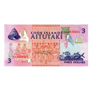 Cook Islands 3 Dollars 1992
