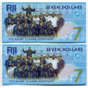 Fiji 2 x 7 Dollars 2016 (2017) With Consecutive Numbers