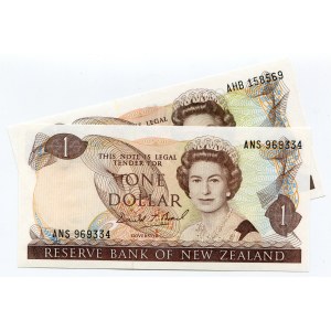 New Zealand 2 x 1 Dollar 1985 - 1989 Differens Signatures