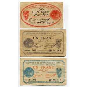 Algeria Chambre de Commerce 50 Centimes & 2 x 1 Franc 1919 - 1921