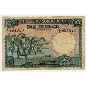 Belgian Congo 10 Francs 1949