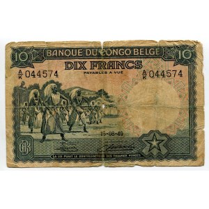 Belgian Congo 10 Francs 1949