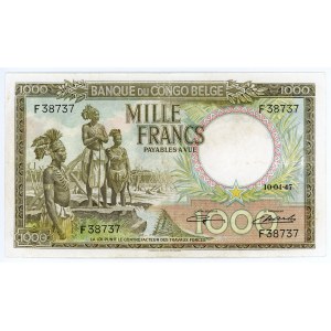 Belgian Congo 1000 Francs 1947 Rare