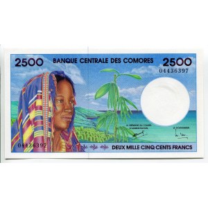 Comoros 2500 Francs 1997 (ND)