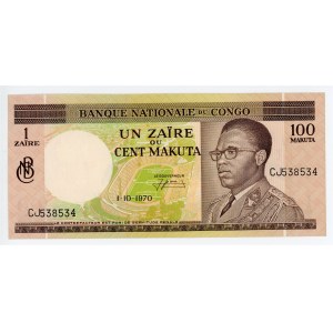 Congo Democratic Republic 1 Zaire 100 Macuta 1970