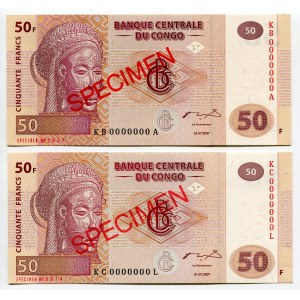 Congo Democratic Republic 2 x 50 Francs 2007 Specimen