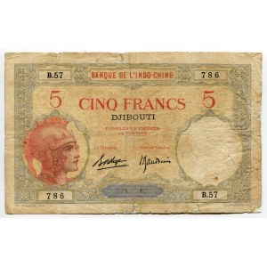 French Somaliland Djibouti 5 Francs 1928 - 1938 (ND)