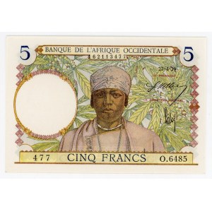 French West Africa 5 Francs 1939