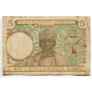 French West Africa 5 Francs 1943
