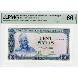 Guinea 100 Sylis 1980 PMG 66