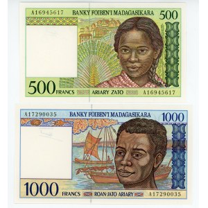 Madagascar 500 & 1000 Francs 1994 (ND)