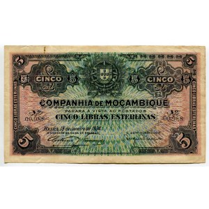 Mozambique Beira 5 Libras 1934 / 1942 Cancelled