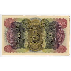 Mozambique 5 Libras 1934 / 1942 Cancelled
