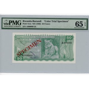 Rwanda - Burundi 50 Francs 1960 (ND) PMG 65, Specimen