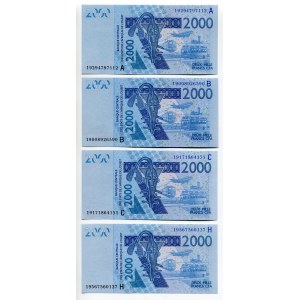 West African States 4 x 2000 Francs 2003 A - B - C - H