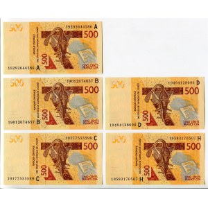 West African States 5 x 500 Francs 2012 A - B - C - D - H Different Series