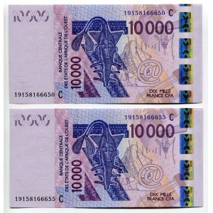 West African States Burkina Faso 2 x 10 000 Francs 2003 C