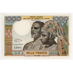West African States Ivory Coast 1000 Francs 1961 A