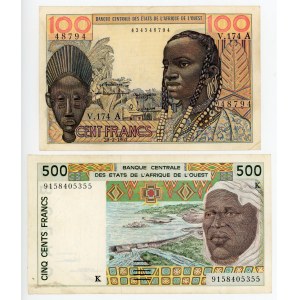 West African States Ivory Coast & Senegal 100 & 500 Francs 1961 - 1991 A, K