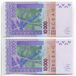 West African States Niger 2 x 10 000 Francs 2003 H With Consecutive Numbers