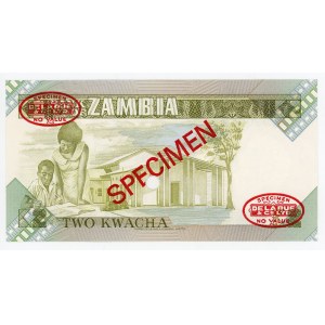 Zambia 2 Kwacha 1980 - 1988 (ND) Specimen TDLR