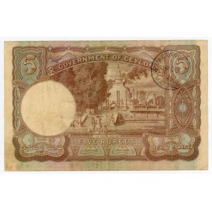 Ceylon 5 Rupees 1943