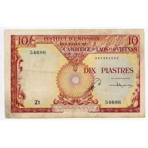 French Indochina Cambodia 10 Piastres 1953