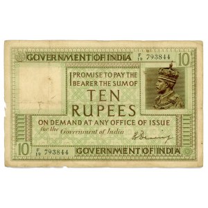 British India 10 Rupees 1917 - 1930 (ND)