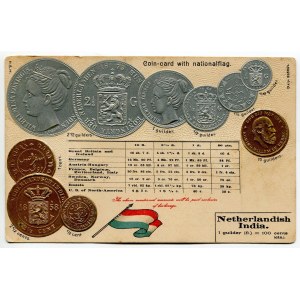 Netherlands East Indies Postcard Coin-Card with Nationalflag 19th Century (ND)