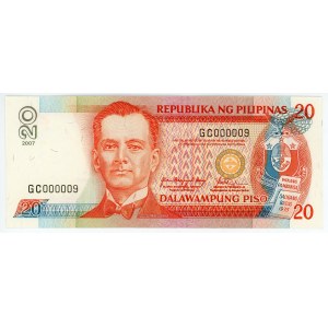 Philippines 20 Piso 2007 Low Serial #