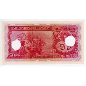 Portuguese India 50 Rupias 1945 Cancelled Note