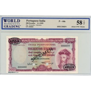 Portuguese India 300 Escudos 1959 Specimen, WBG 58