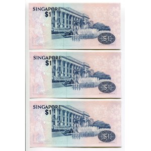 Singapore 3 x 1 Dollar 1976 (ND) With Consecutive Numbers