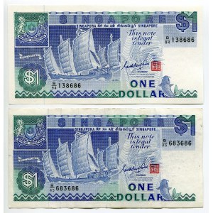 Singapore 2 x 1 Dollar 1987 (ND)