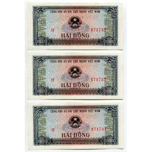 Vietnam 3 x 2 Dong 1980 (1981) With Consecutive Numbers