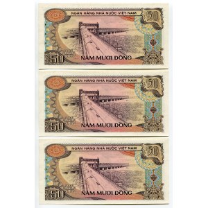 Vietnam 3 x 50 Dong 1985 (1987) With Consecutive Numbers
