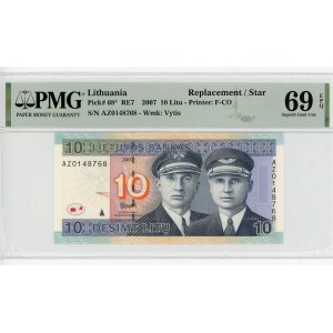 Lithuania 10 Litu 2007 Replacement Note PMG 69