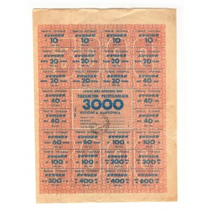 Uzbekistan 3000 Coupons 1993 (ND) Full Sheet