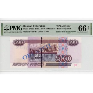 Russian Federation 500 Roubles 1997 (2010) Specimen PMG 66